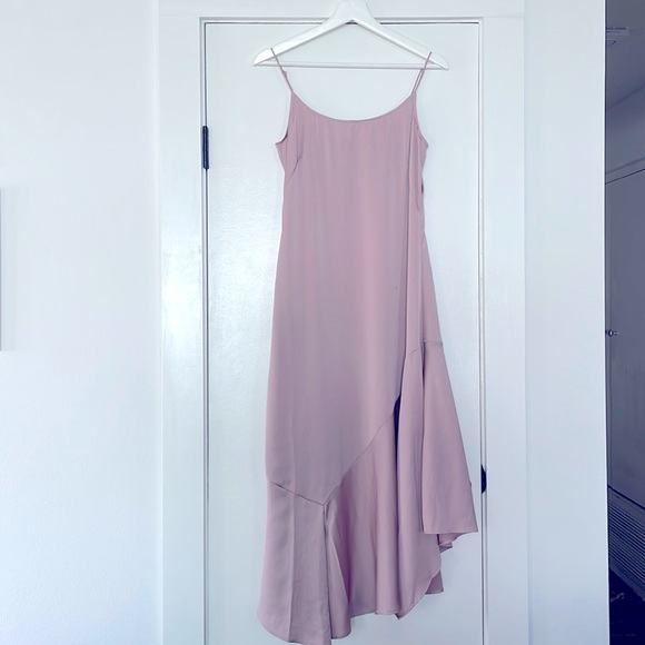 Club Monaco Scoop Neck Asymmetrical Dress, Size 6, Mauve - Picture 2 of 8